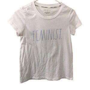 Rae Dunn feminist graphic  short sleeve crop tee size XS